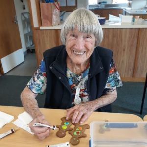 Nell Graveson decorates her gingerbread men